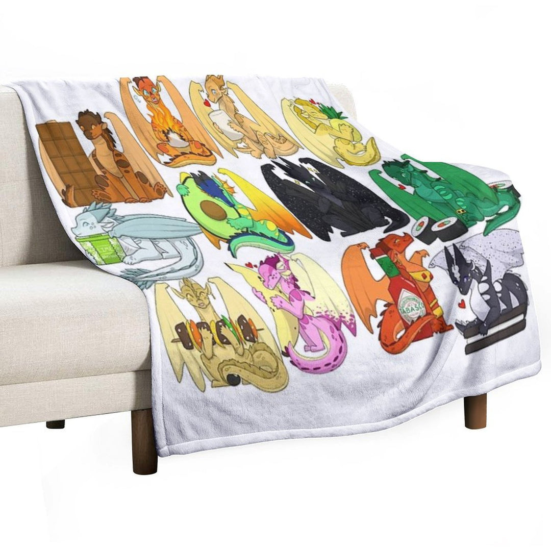Wings of Fire Chibis with FOOOOD Velvety-soft Throw Blanket