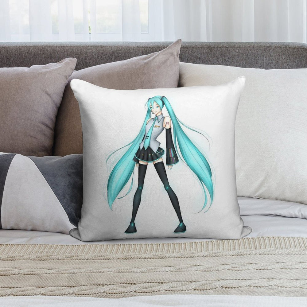 Hatsune Miku (Full Body) Soft Durable Construction Throw Pillow