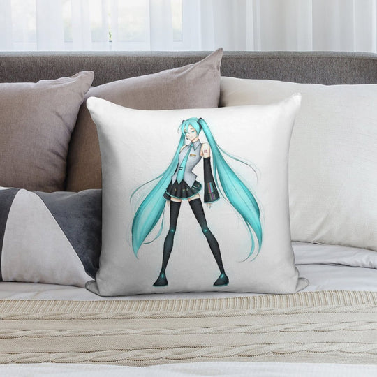 Hatsune Miku (Full Body) Soft Durable Construction Throw Pillow