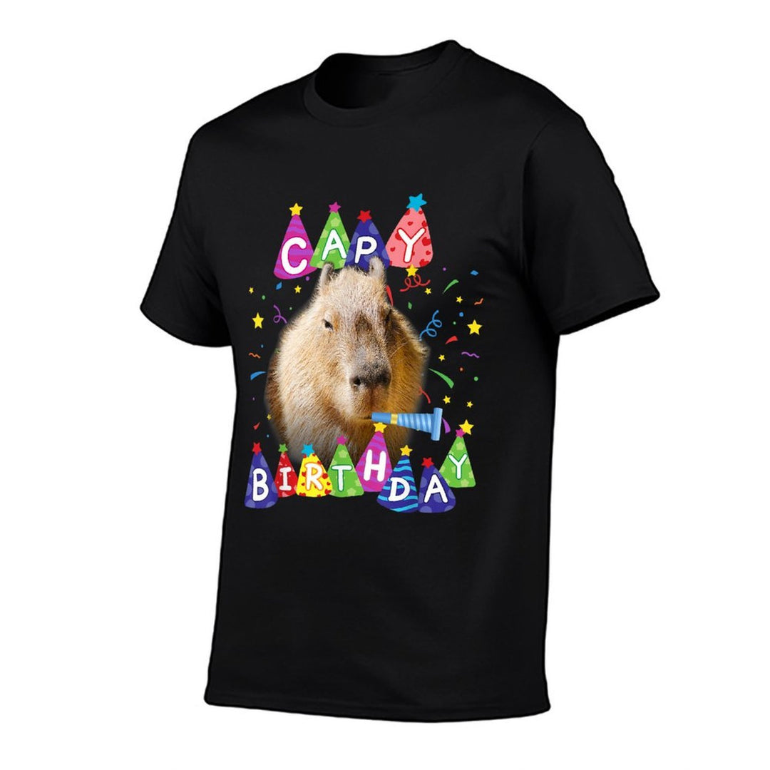 Capybara Capy Birthday Happy Birthday Capybaras Funny Meme  Easy-care T-Shirt