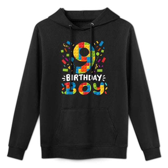 Kids 9 Years Old Building Blocks Builder 9th Birthday Boys Unisex Design Hoodie