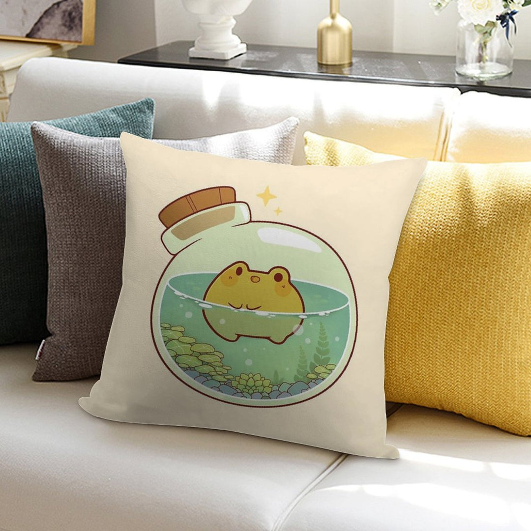 Round Frog Potion Soft Decorative Cover Throw Pillow