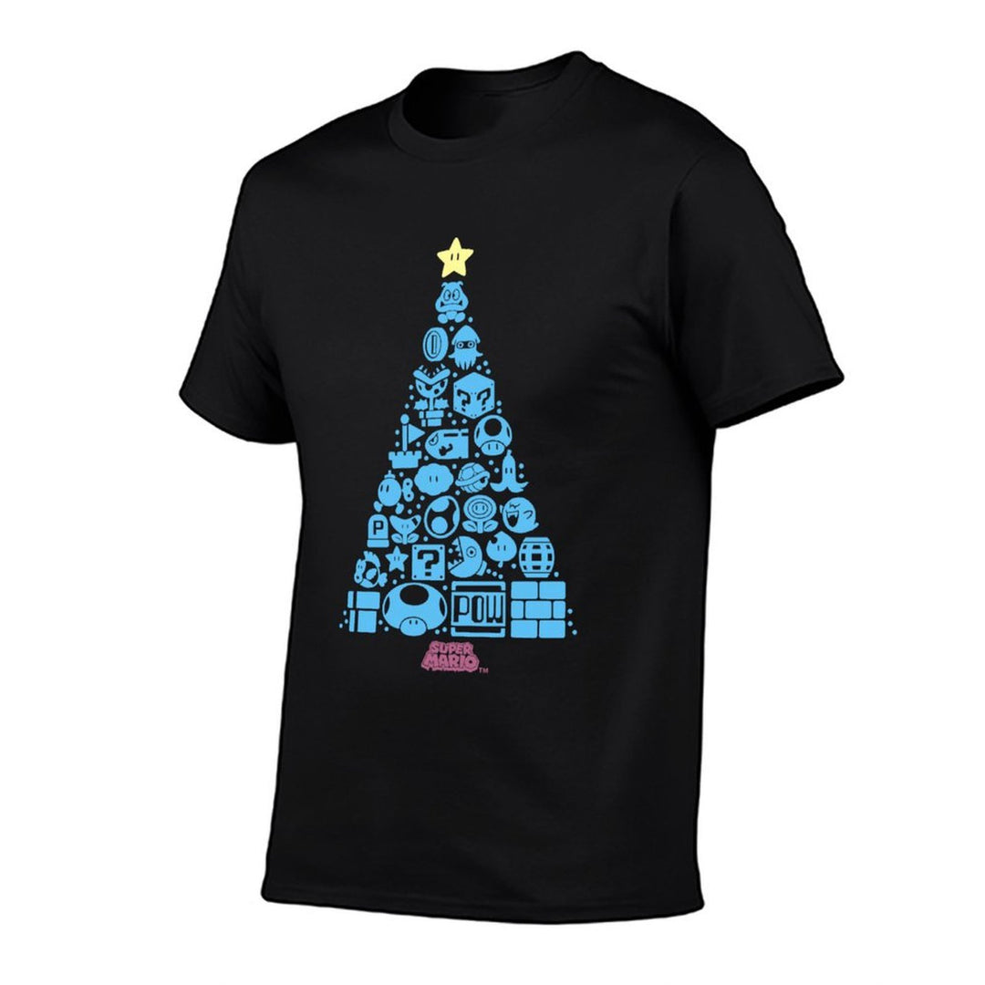 Super Mario Item Characters Christmas Tree Graphic  Vintage-inspired T-Shirt