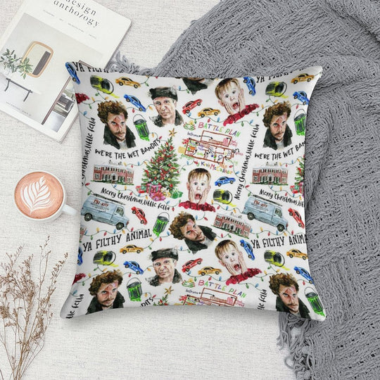 Home Alone Kevin McCallister Christmas Holiday Pattern Soft Skin-Friendly Throw Pillow