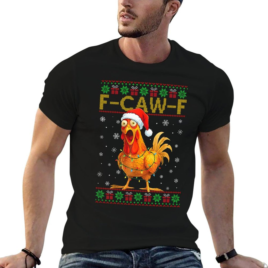 F-Caw-F Funny Chicken Humor Rooster Christmas Ugly Sweater Premium Tri-Blend Comfortable T-Shirt