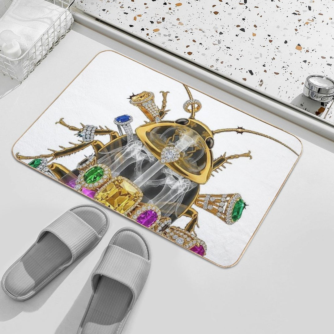 Skeleton Cockroach with Diamonds And Jewels  Odorless Bath Mat