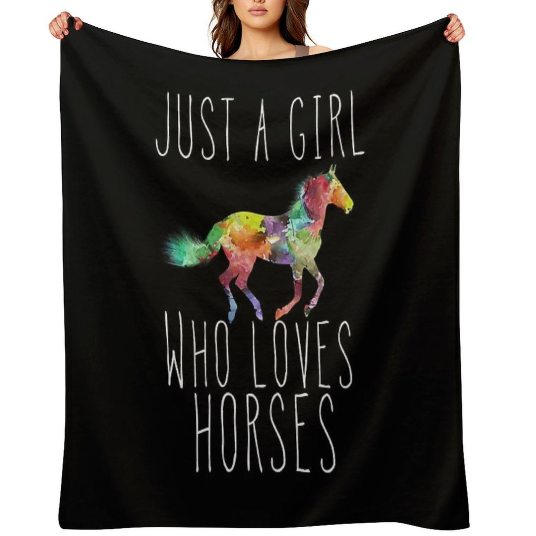 Just A Girl Who Loves Horses Travel-friendly Throw Blanket