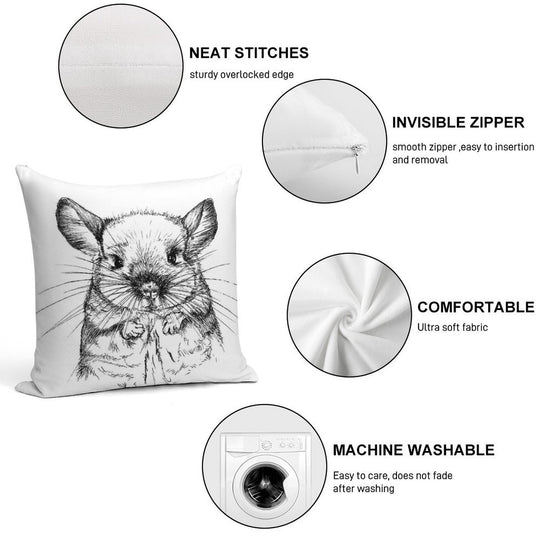 Chinchilla My Love Soft Short Plush Fabric Throw Pillow