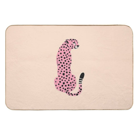 Peach Leopard  African Cheetah  Tropical Pop Art  Odorless Bath Mat
