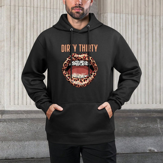 Dirty Thirty Birthday Lips Leopard 30th Birthday 30 Years Relaxed Fit Hoodie