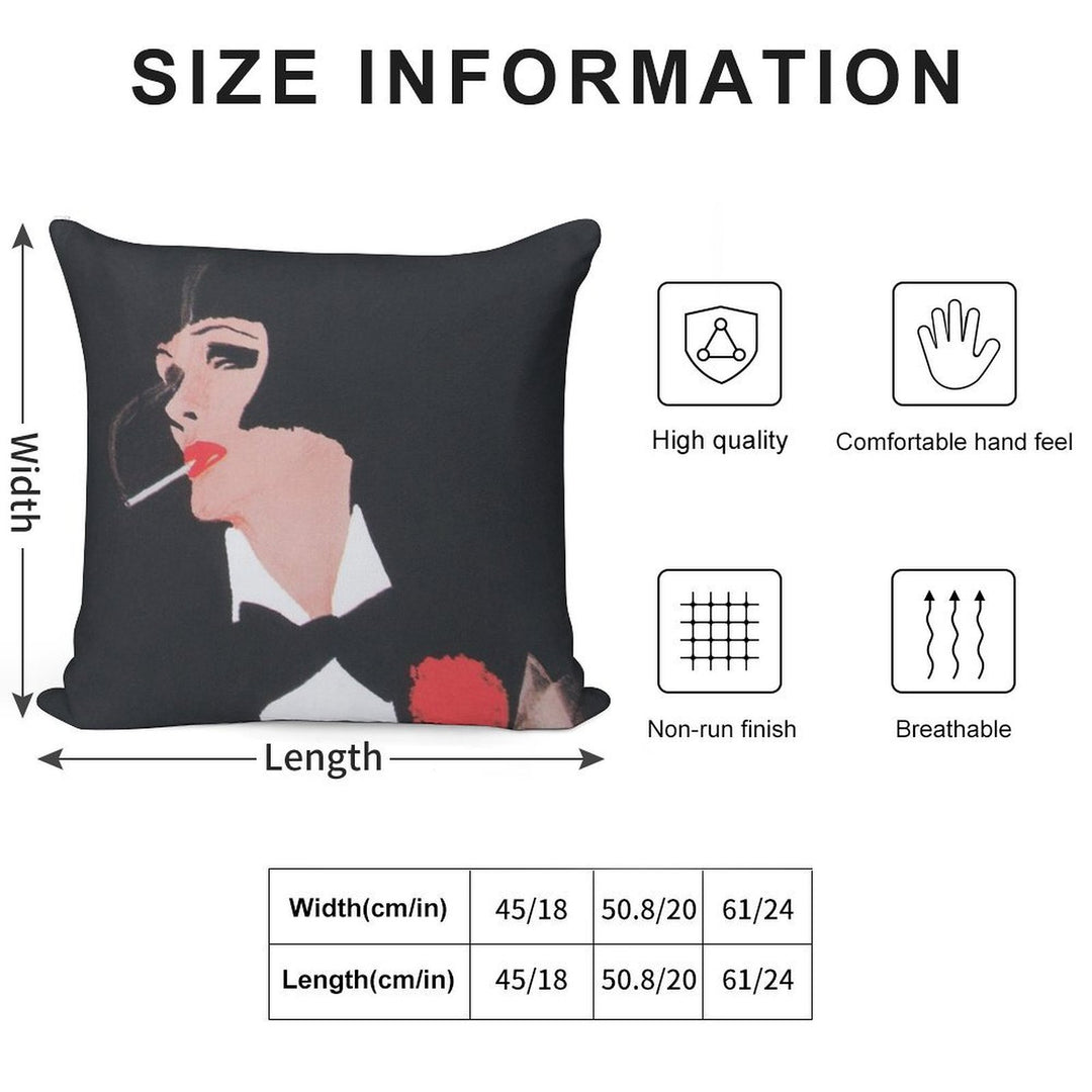 Vintage Fashion Poster of Model Wearing A Tuxedo Soft Durable Construction Throw Pillow