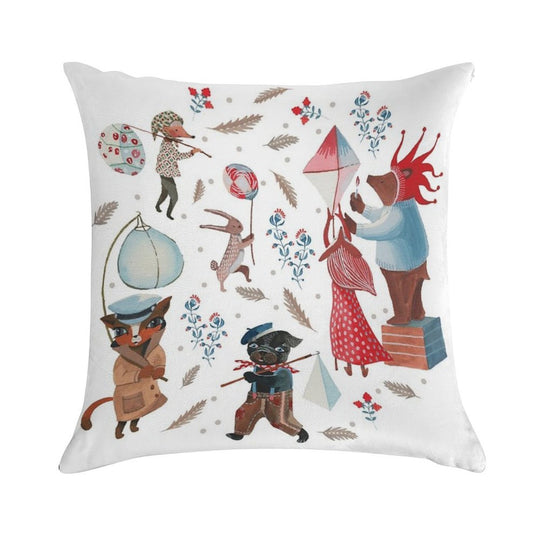 Lantern Parade - Snow Soft Durable Construction Throw Pillow