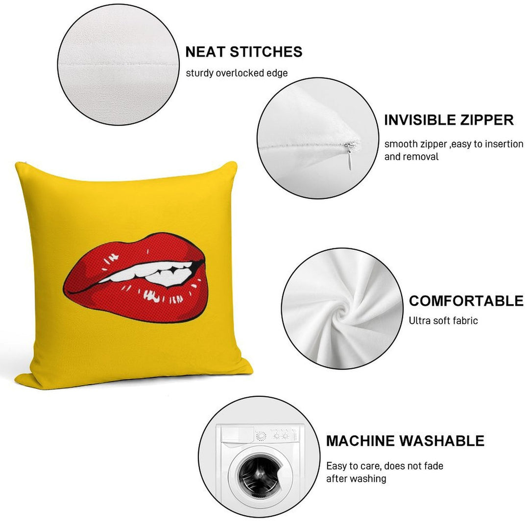 Sexy Biting Lips Throw Pillow Face Mask Soft Short Plush Fabric Throw Pillow
