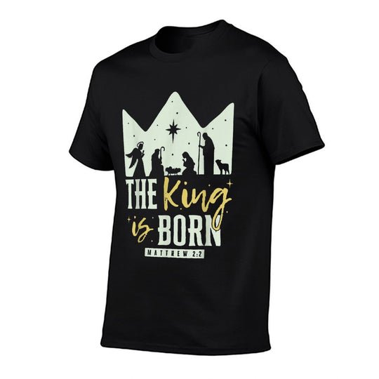 Retro Religious Christmas The King Is Born Christian  Durable T-Shirt