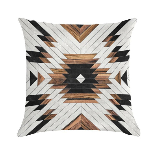 Urban Tribal Pattern No.5 - Aztec - Concrete And Wood Soft Fade-Resistant Throw Pillow
