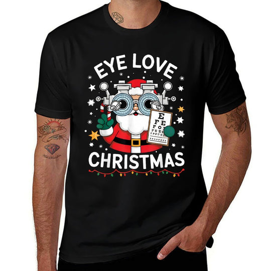 Eye Love Christmas Optometrist Eye Doctor Christmas  Heathered Texture T-Shirt