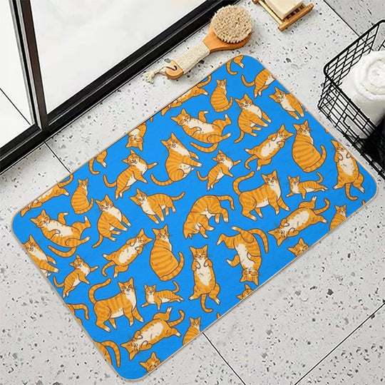 Ginger Tabby Love  Fade-Resistant Bath Mat