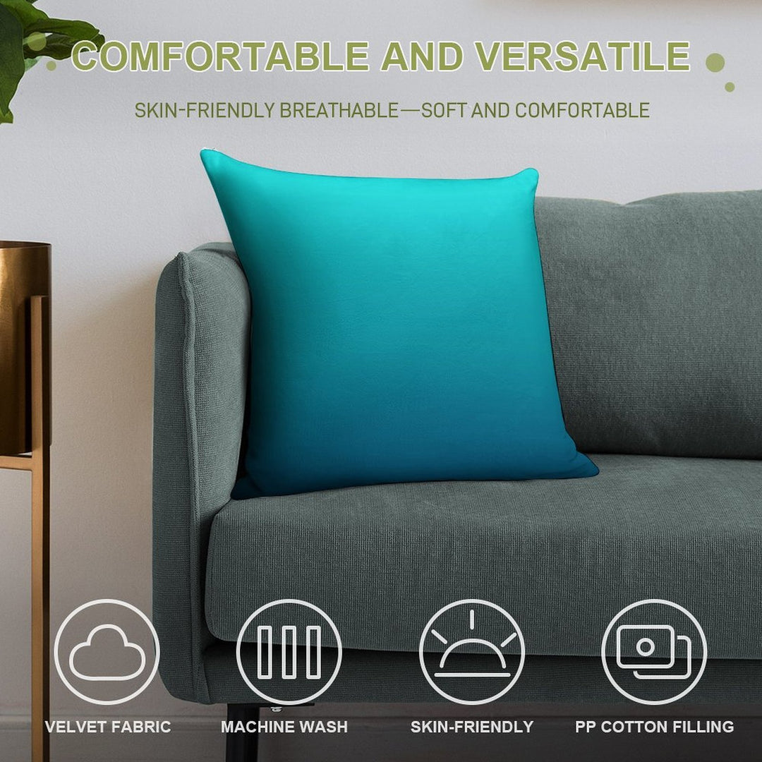 Preppy Summer Beach Teal Blue Turquoise Ombre Soft Gift Ready Throw Pillow